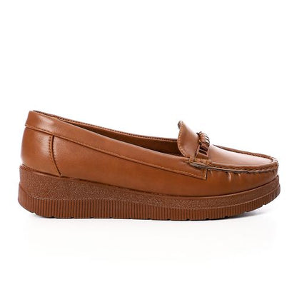 Faux Leather Platform Loafers – Tan