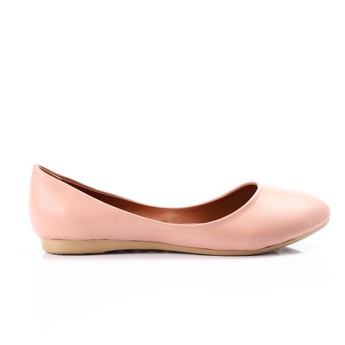 Faux Leather Ballet Flats – Nude Pink