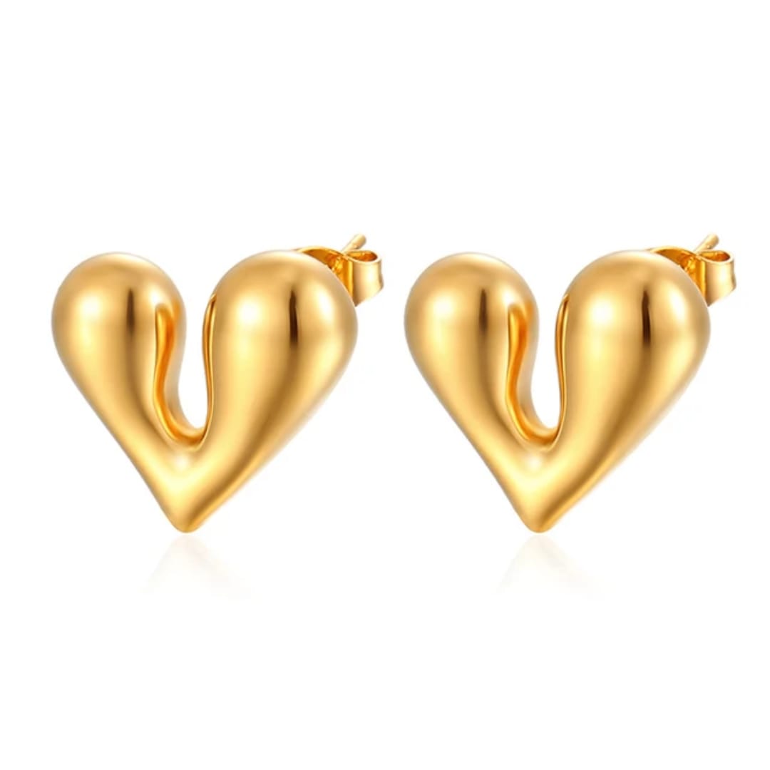Gold-Plated Heart-Shaped Earrings