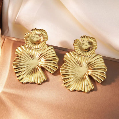 Gold-Plated Flower Design Earrings