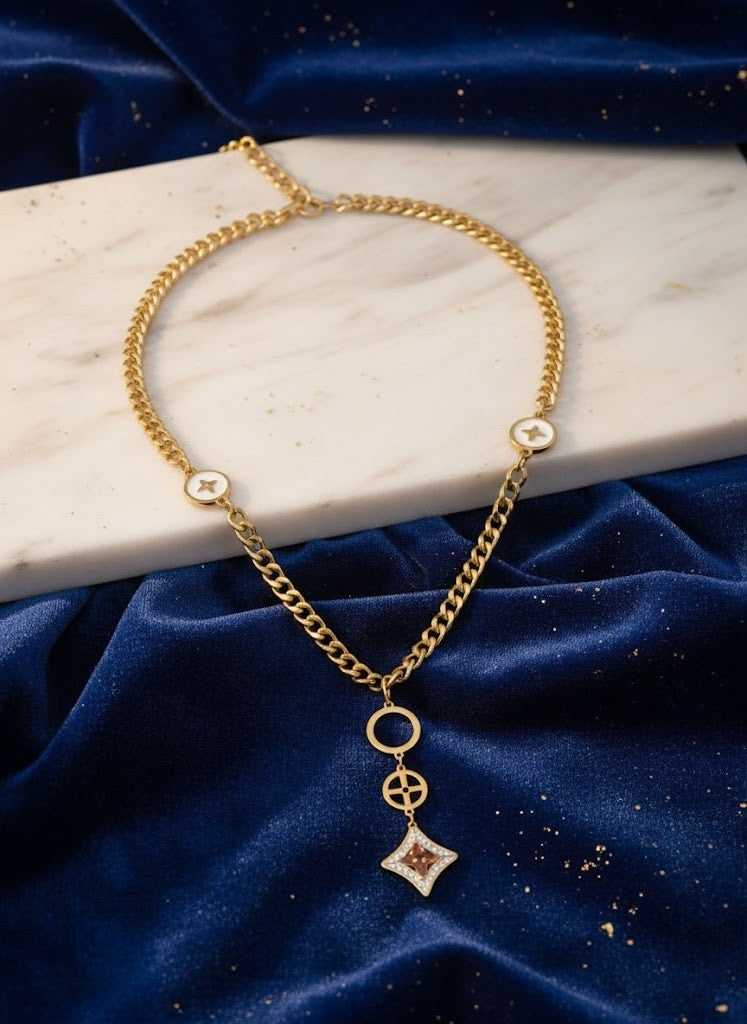 Stainless Steel Y-Drop Chain Necklace – Gold