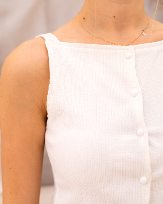 Cotton Textured Top - White