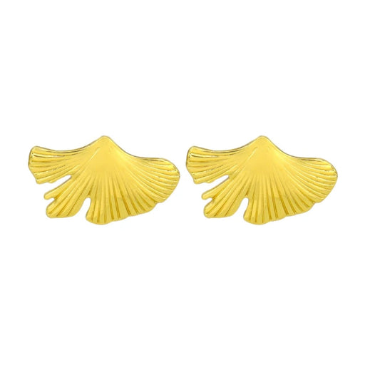 Gold-Plated Ginkgo Leaf Earrings