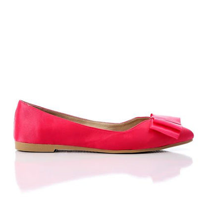 Satin Bow Pointed Flats – Hot Pink
