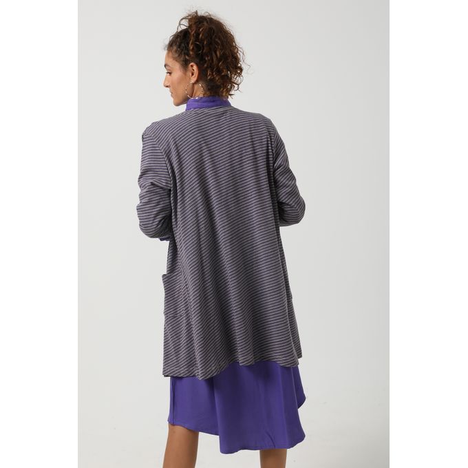 Self Striped Cardigan - Grey