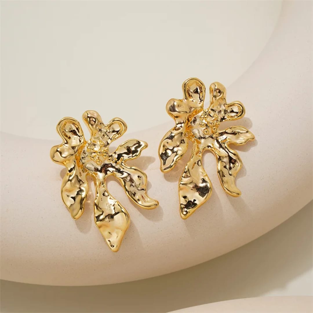 Gold-Plated Flower Earrings