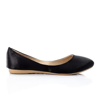 Suede Texture Ballet Flats – Black