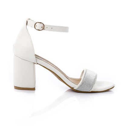Faux Leather Sandal With Heels - White