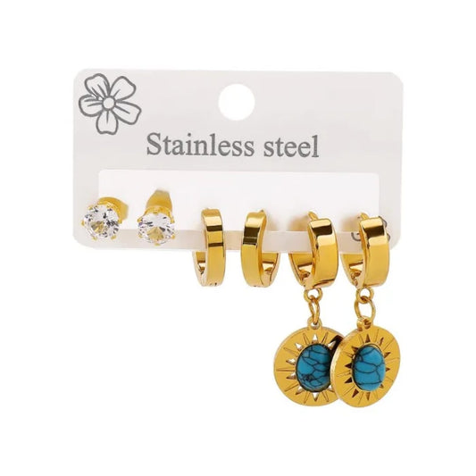 Gold-Plated Elegant Stainless Steel Earring Set