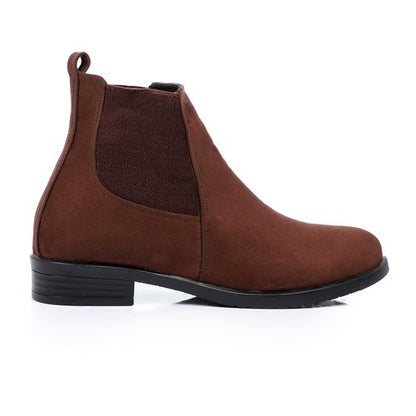Suede Leather Ankle-Length Chelsea Boots – Brown