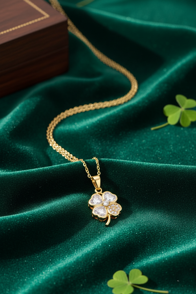 Stainless Steel Clover Pendant Necklace – Gold