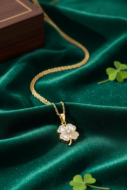 Stainless Steel Clover Pendant Necklace – Gold