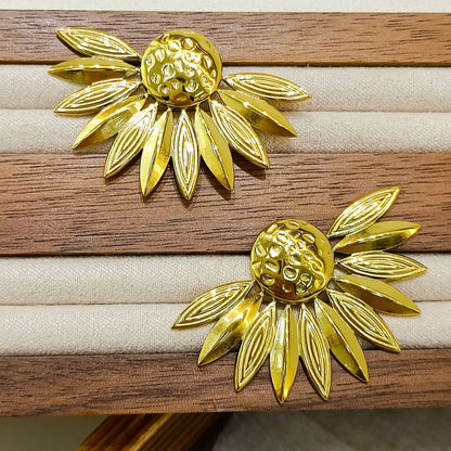 Gold-Plated Sunflower Earrings