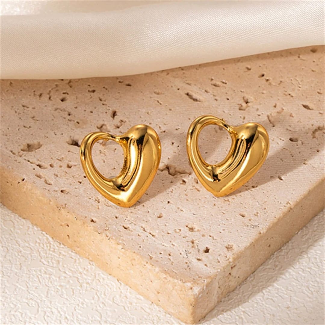 Gold-Plated Heart-Shaped Earrings