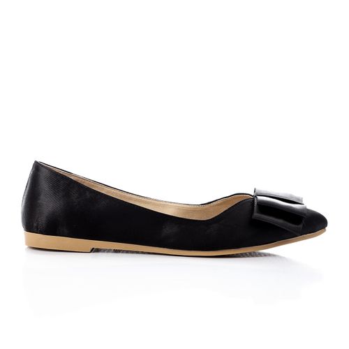 Satin Finish Pointed Toe Flats – Black