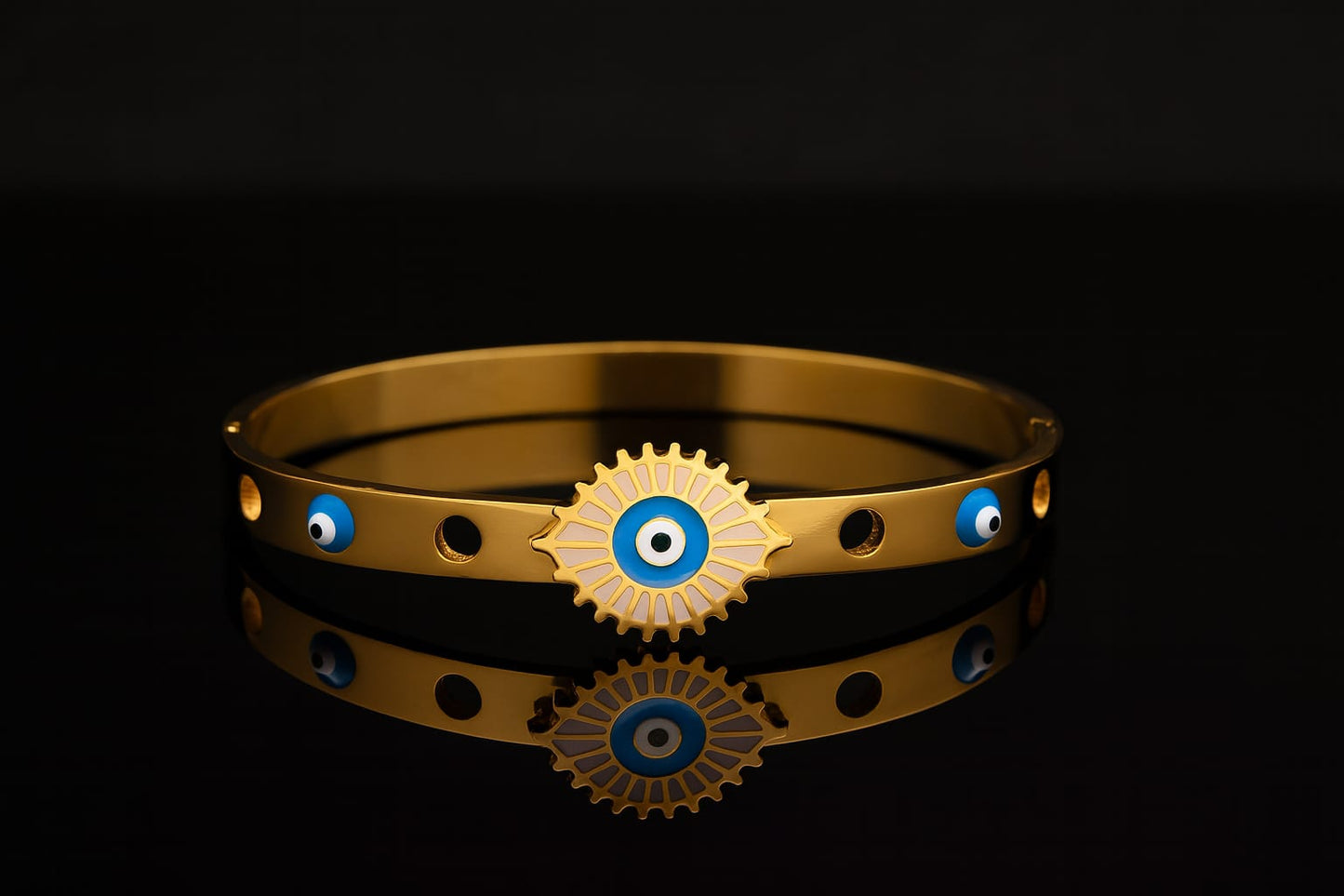 Stainless Steel Evil Eye Bracelet – Gold