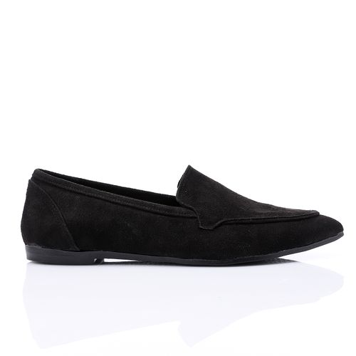 Suede Pointed Slip-On Loafers – Black