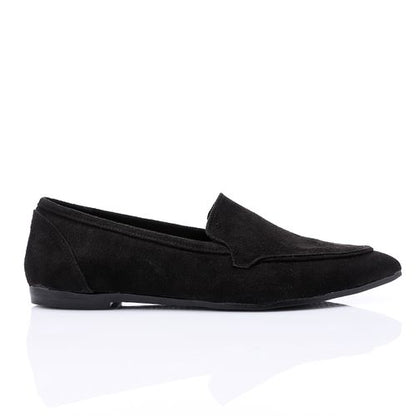 Suede Pointed Slip-On Loafers – Black