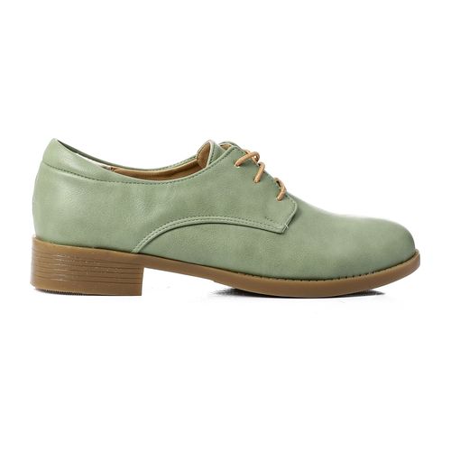 Faux Leather Lace-Up Oxford Shoes – Light Green