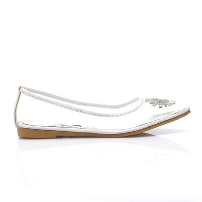 PVC Embellished Pointed Flats – Transparent White