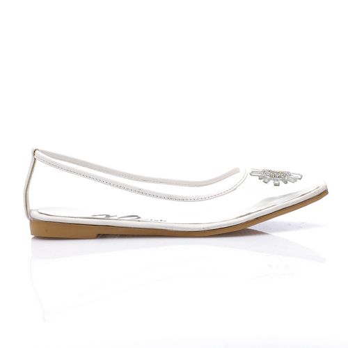 PVC Embellished Pointed Flats – Transparent White