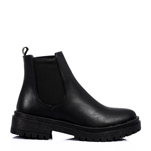 Faux Leather Classic Chelsea Boot - Black