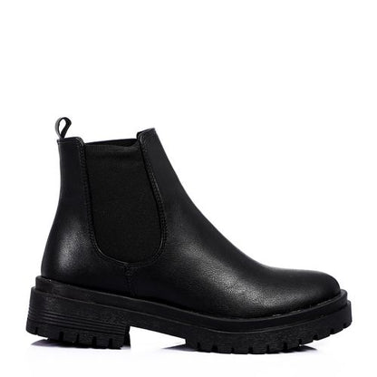Faux Leather Classic Chelsea Boot - Black