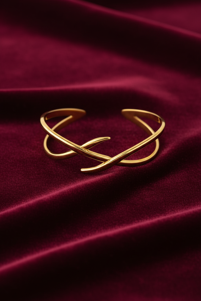 Stainless Steel Intertwined Cuff Bracelet - Gold