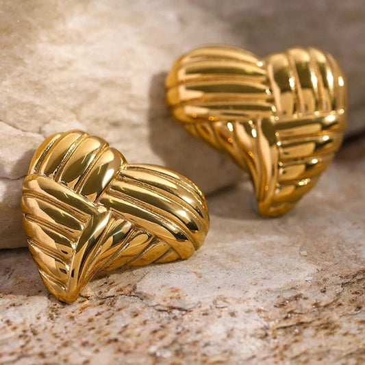 Gold-Plated heart Intertwined Earrings
