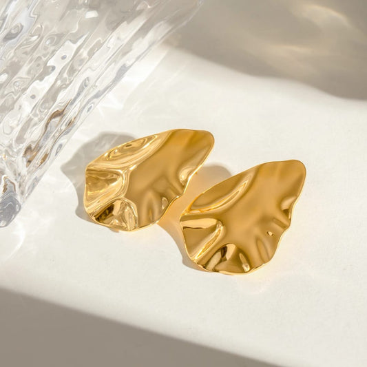 Gold-Plated Wavy Design Earrings