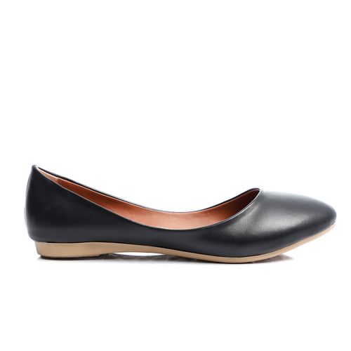 Faux Leather Ballet Flats – Black