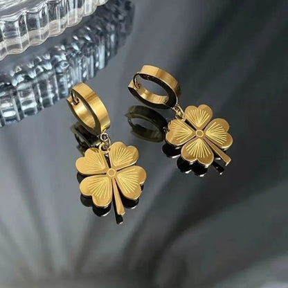 Gold-Plated Clover Star Earrings