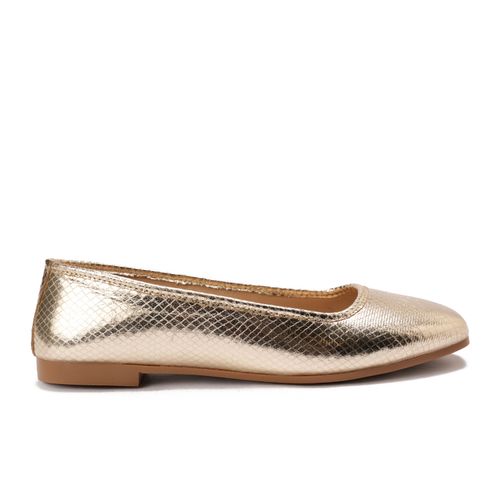 Faux Leather Ballet Flats - Gold