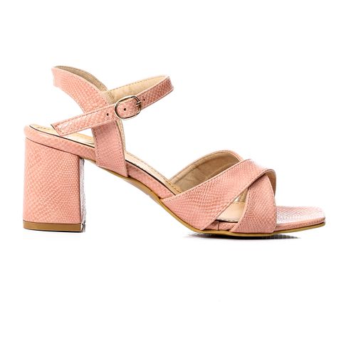 Faux Leather Open-Toe Cut-Out Block Heel Sandal