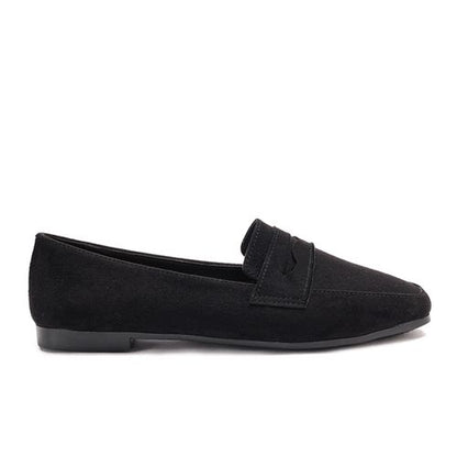 Faux Suede Classic Loafers – Black
