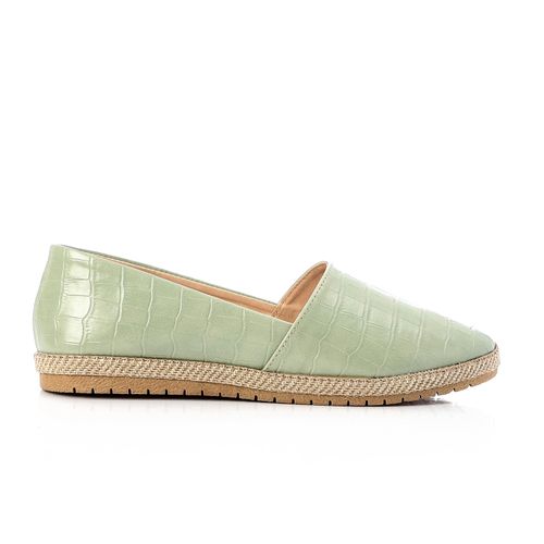 Faux Leather Flat Ballerina - Lime