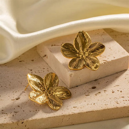 Gold-Plated Flower Earrings