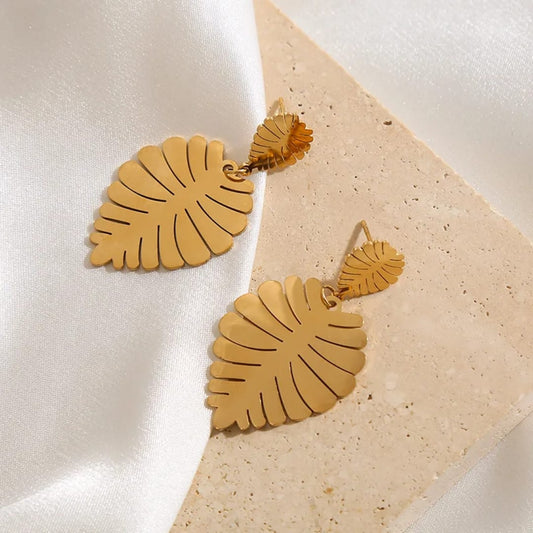 Gold-Plated Leaf Shaped Earrings