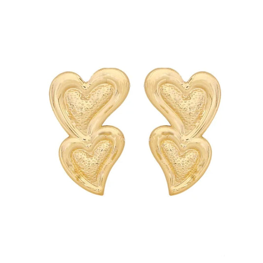 Gold-Plated Double Heart Earrings