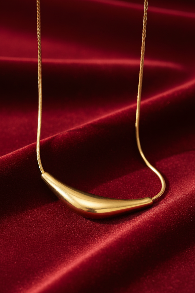 Stainless Steel Modern Streamlined Pendant Necklace – Gold