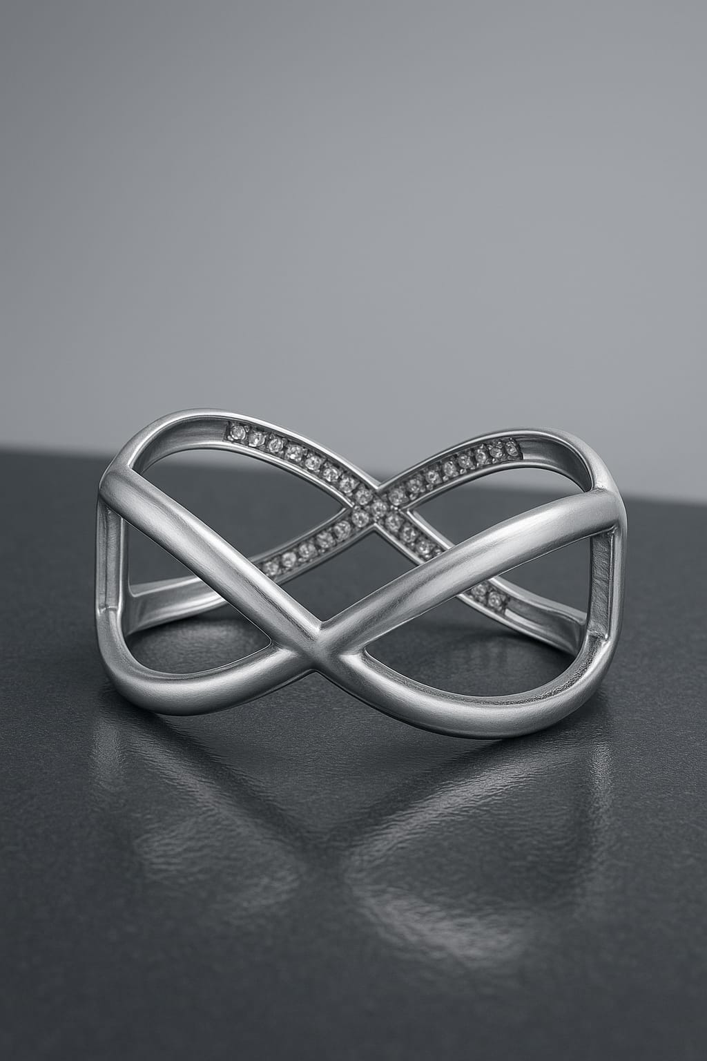 Plated Metal Infinity Design Bracelet – Silver