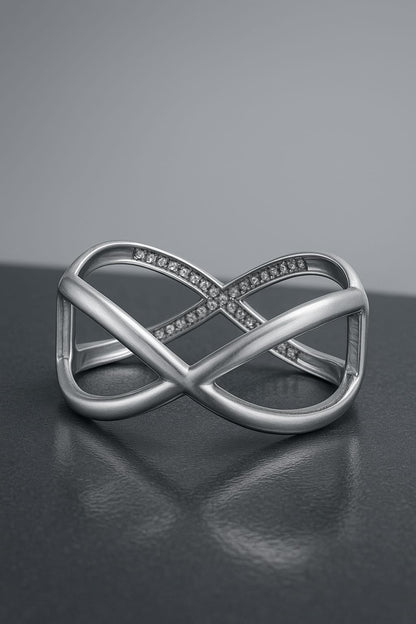 Plated Metal Infinity Design Bracelet – Silver
