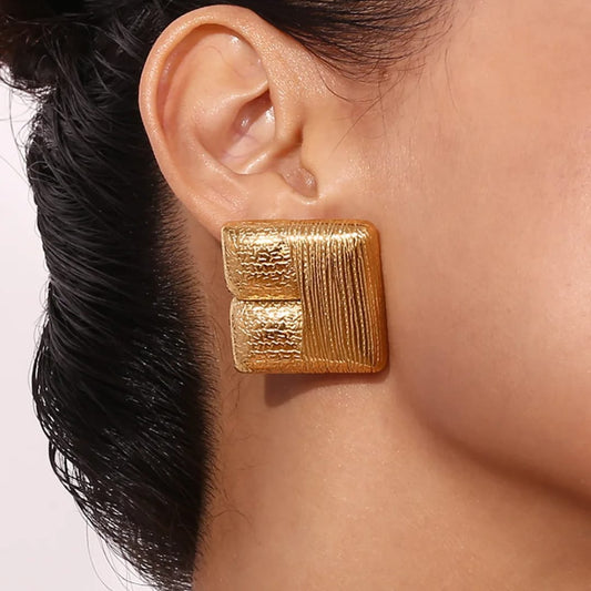 Gold-Plated Square Earrings