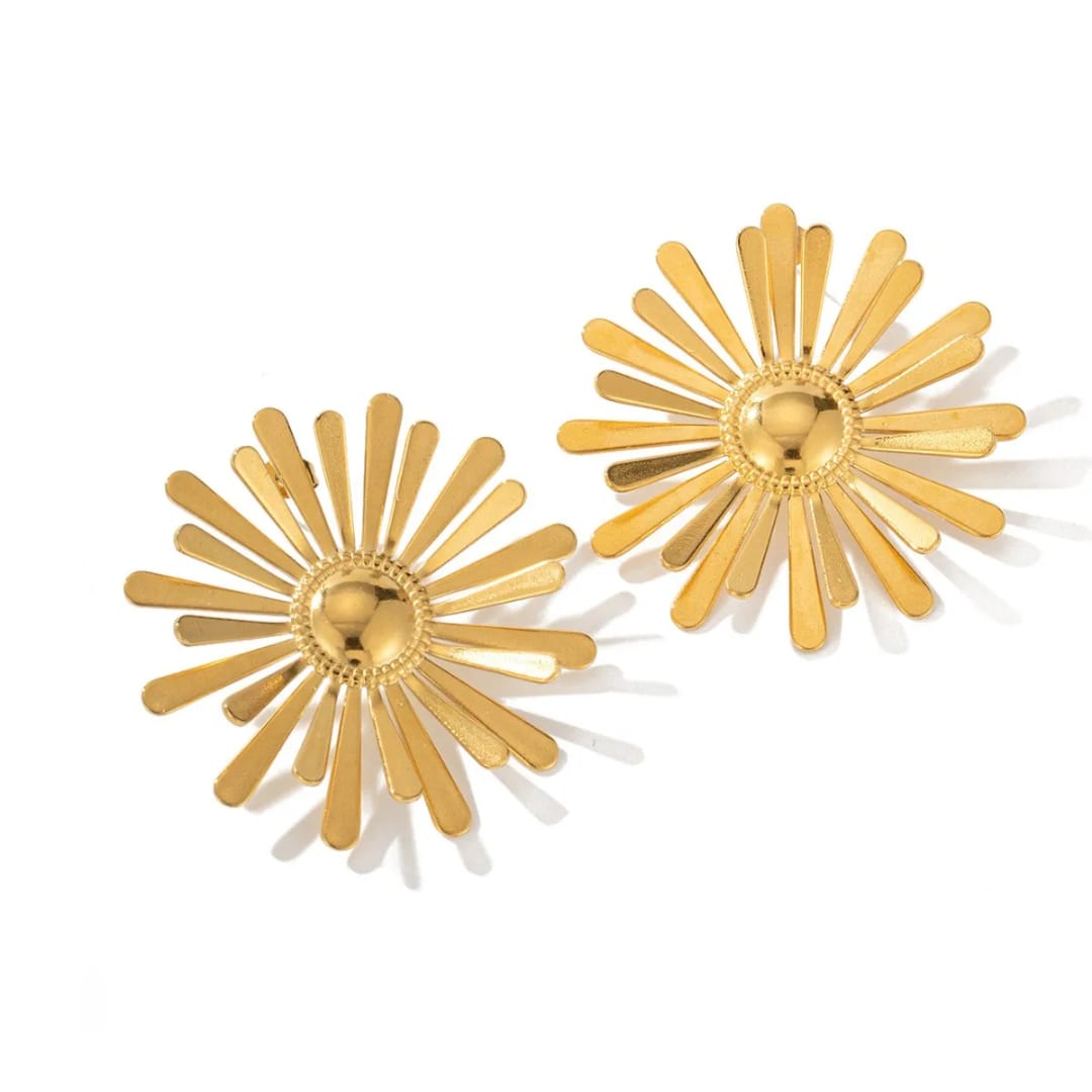 Gold-Plated Sunflower Earrings