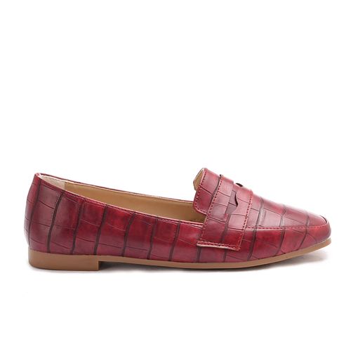 Faux Leather Comfortable Shoes - Red