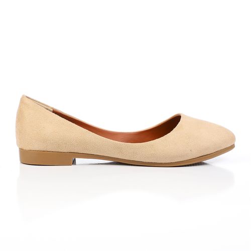 Suede Texture Ballet Flats – Beige