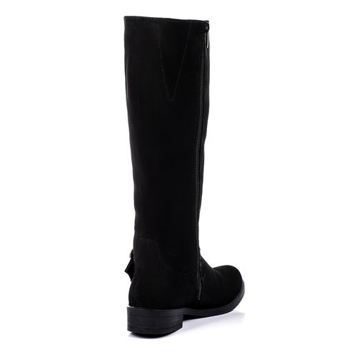 Faux Suede Knee-High Boots – Black