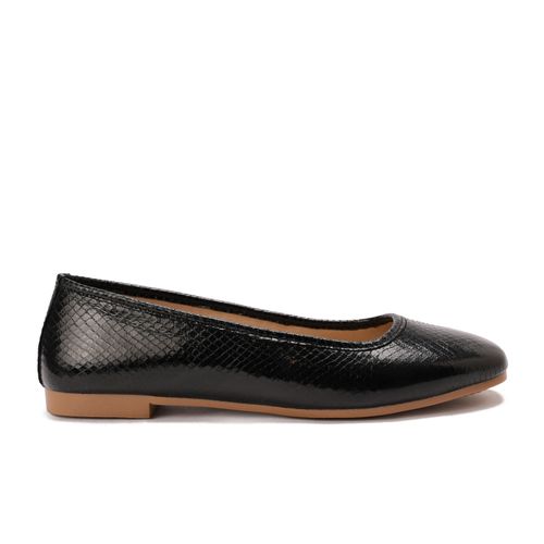 Faux Leather Comfortable Flat - Black