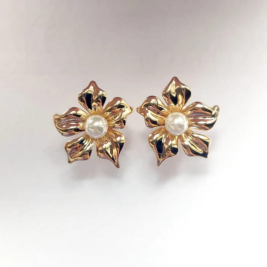 Gold-Plated Flower Earrings
