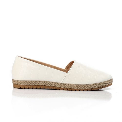 Faux Leather Flat Ballerina - White